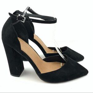Asos heels 7 black faux suede Dorsay pointy toe